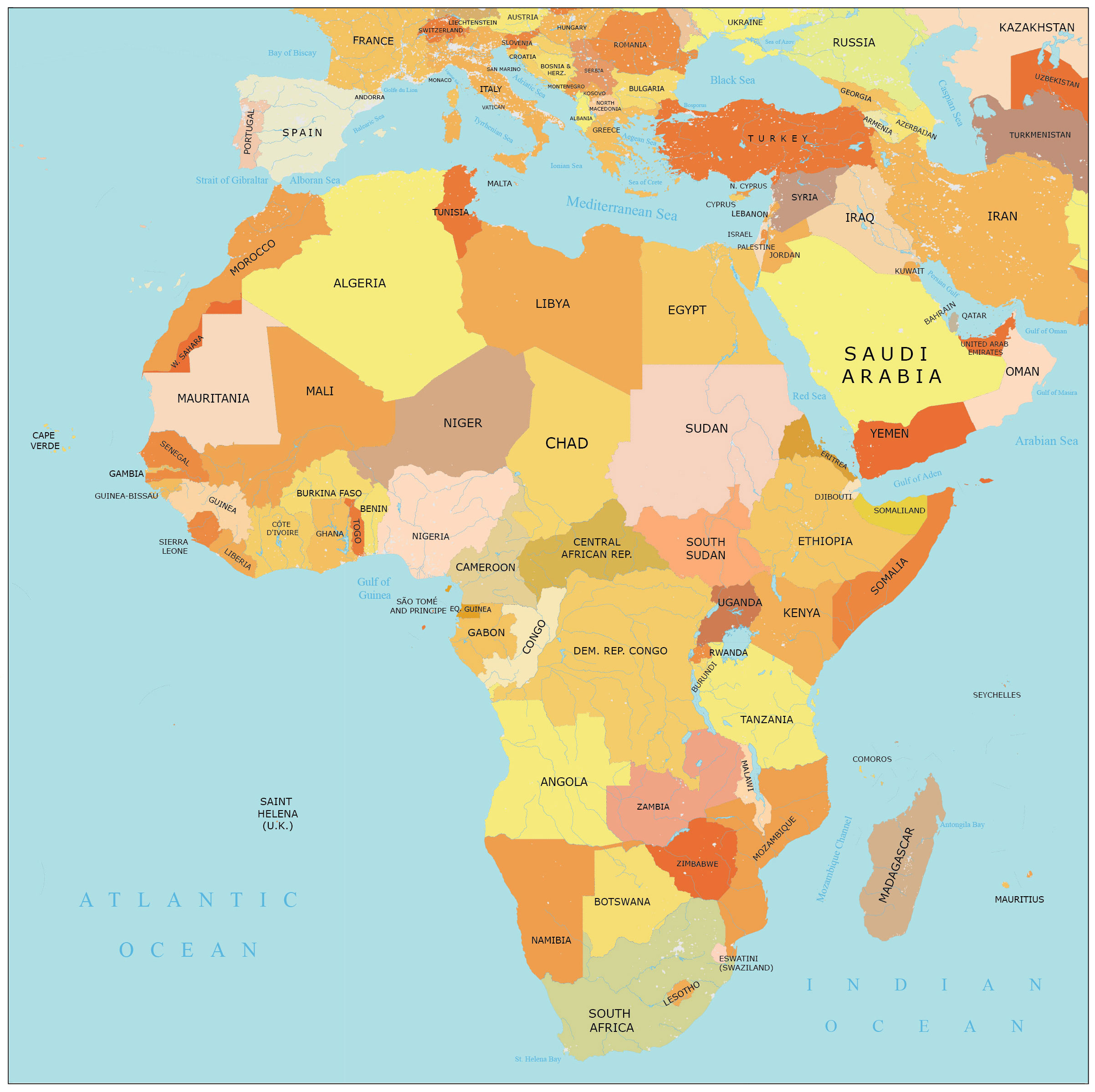 Africa Map With Countries And Capitals Gis Geography 4461