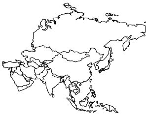 Blank Map of Asia with Country Outlines