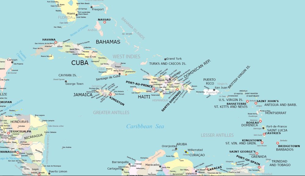 Caribbean Administration Map