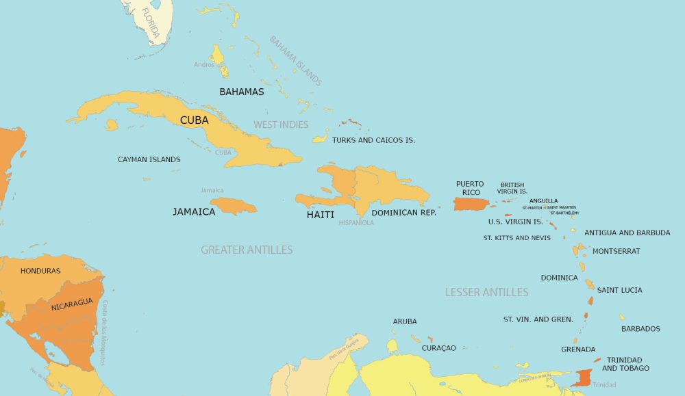 Caribbean Country Map