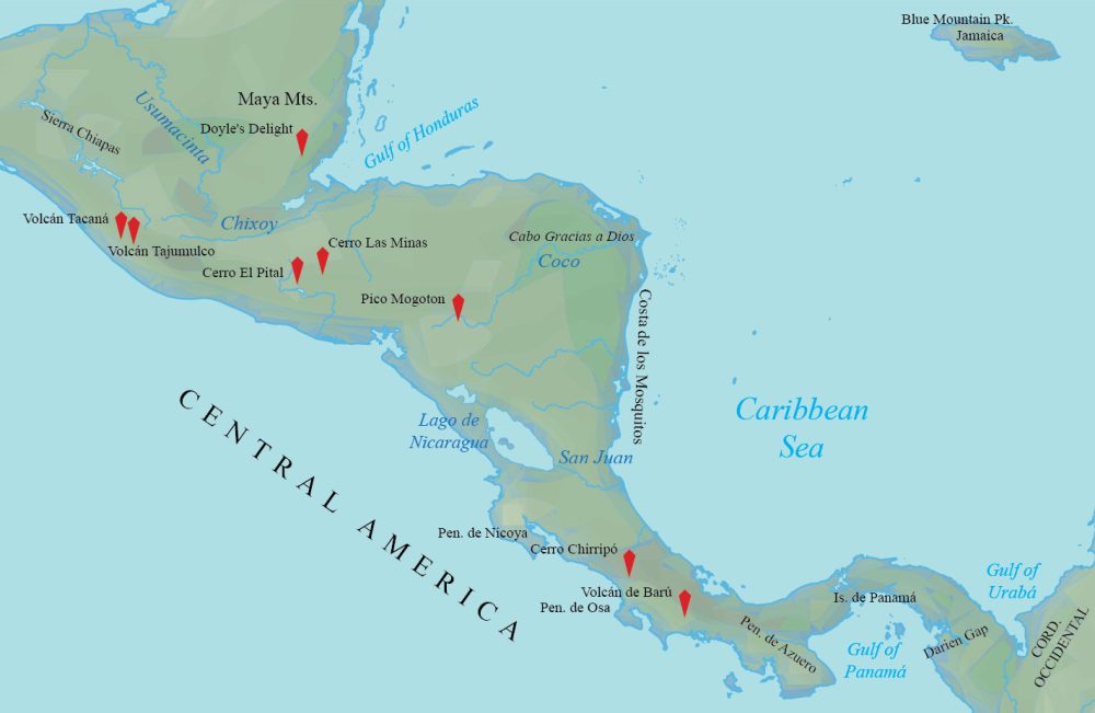 Central America Physical Map