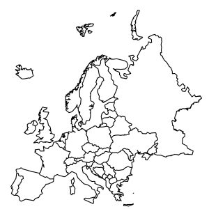 Blank Map of Europe with Country Outlines