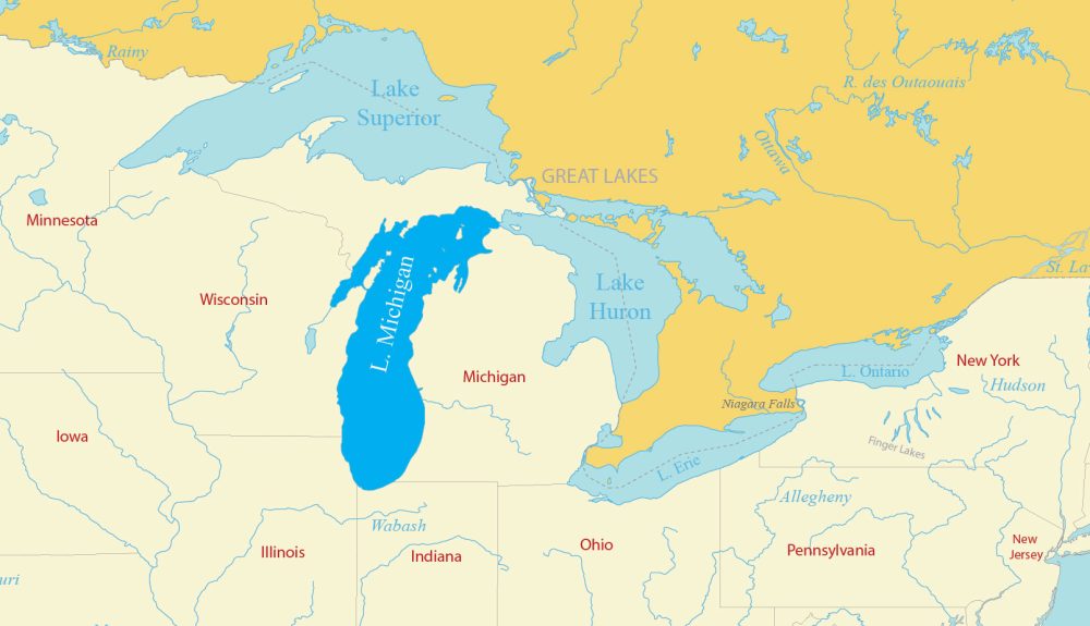 Great Lakes Map - Lake Michigan