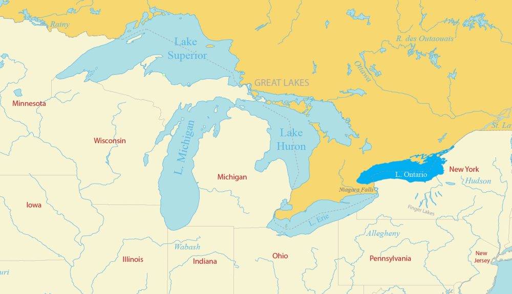 Great Lakes Map - Lake Ontario