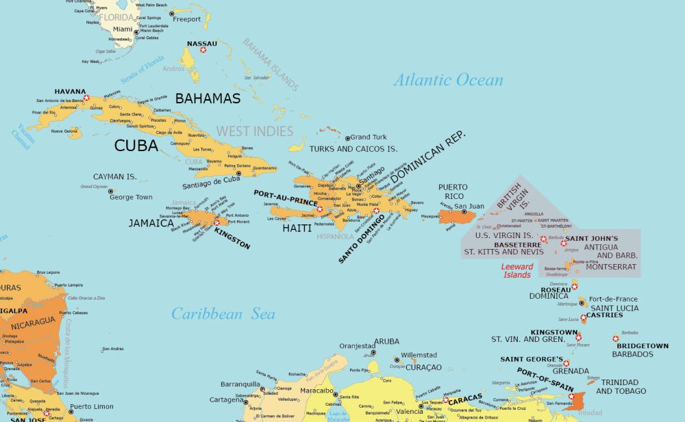 Leeward Islands Detailed Map