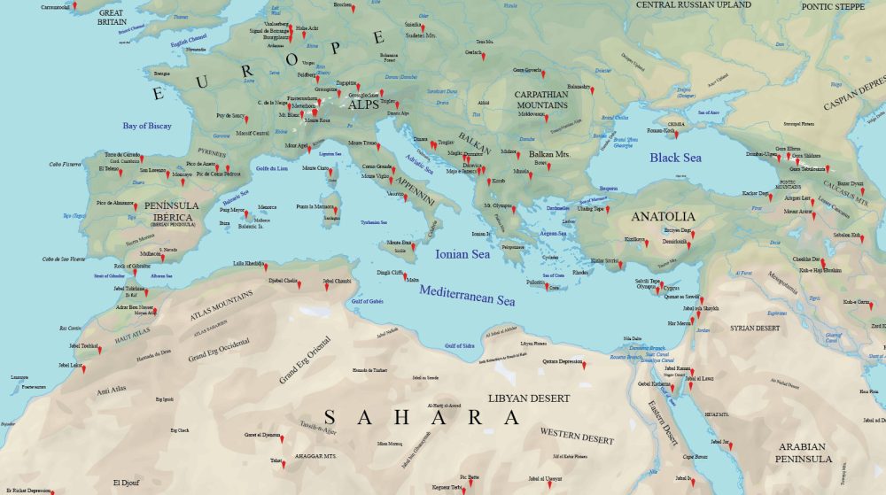 Mediterranean Sea Physical Map