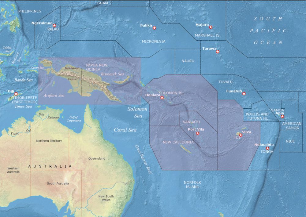 Melanesia Physical Map