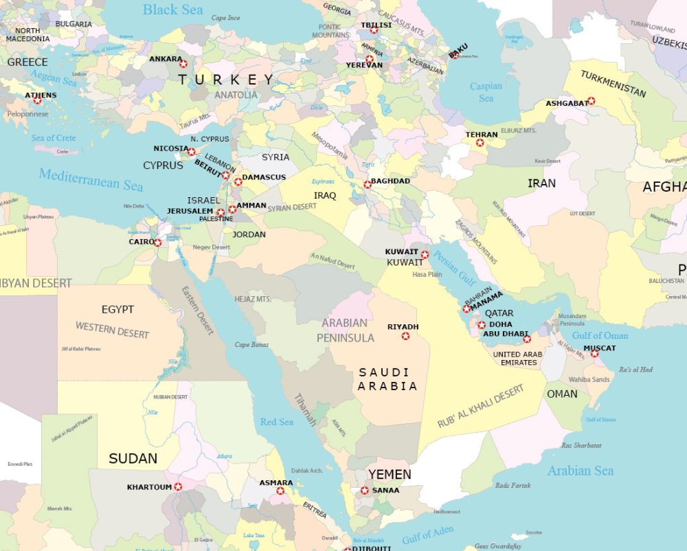 Middle East Administration Map