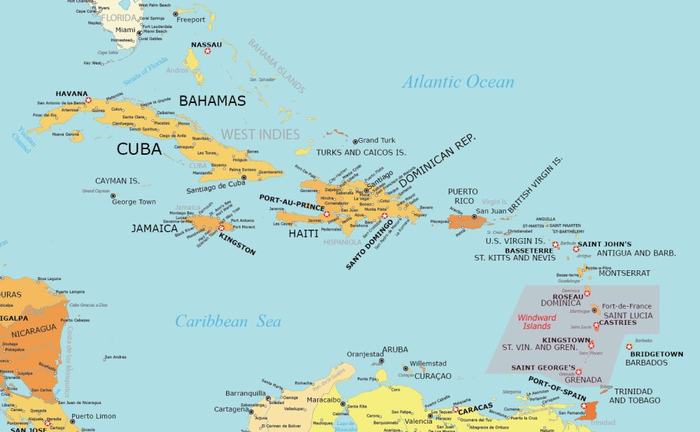 Windward Islands Detailed Map