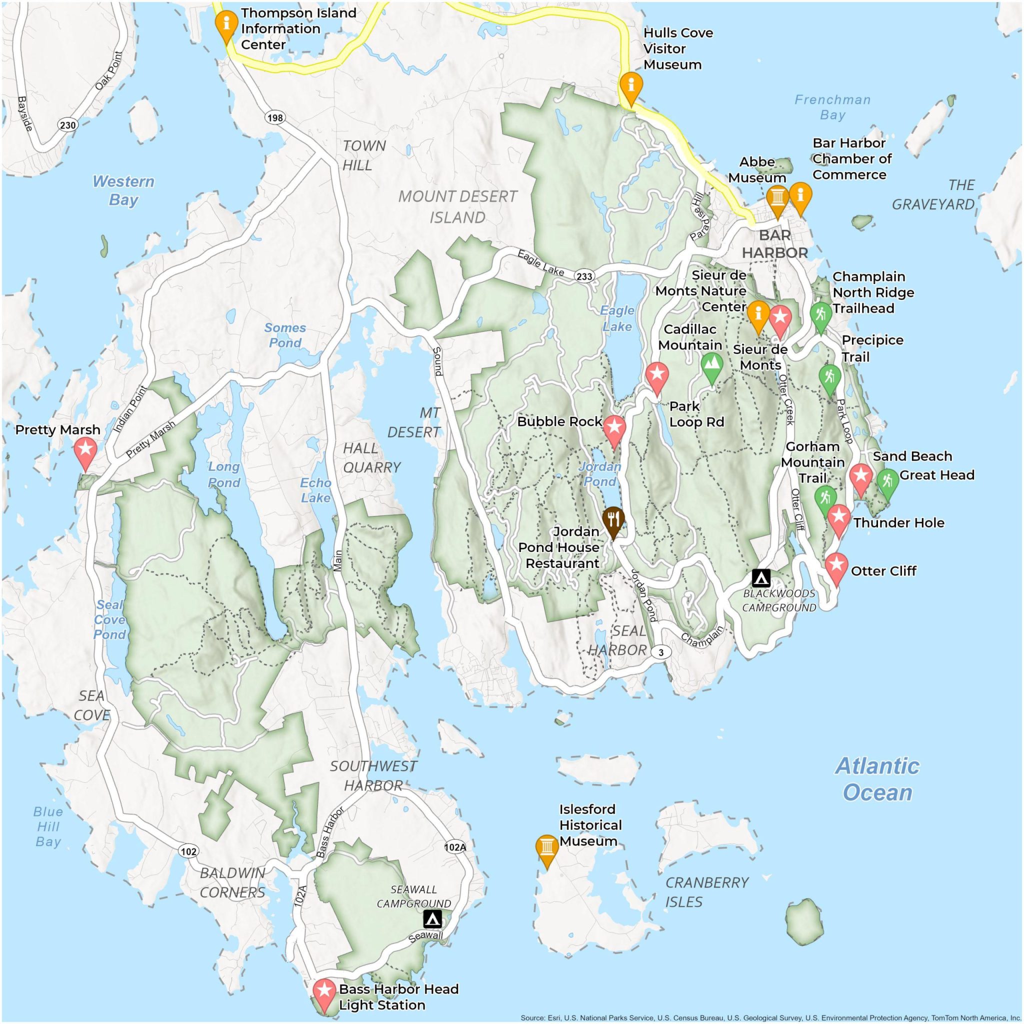 Acadia National Park Map GIS Geography