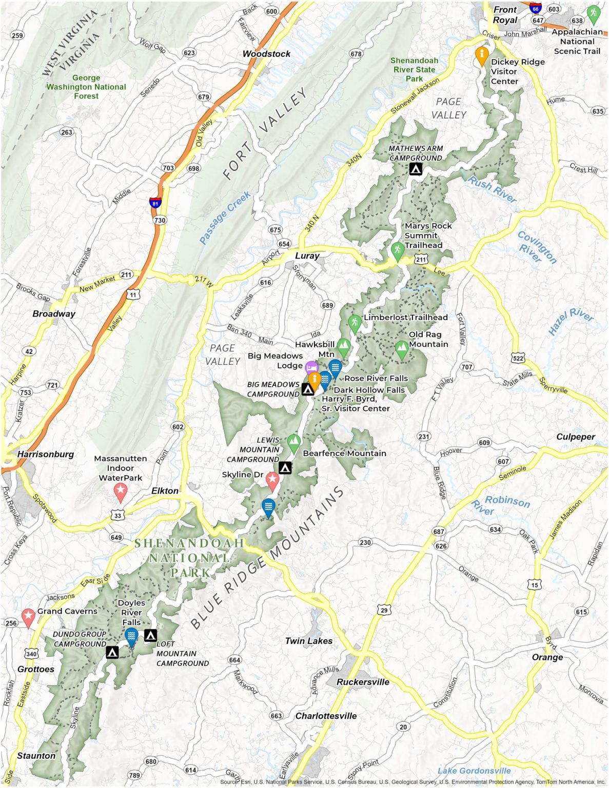 Shenandoah National Park Map - GIS Geography