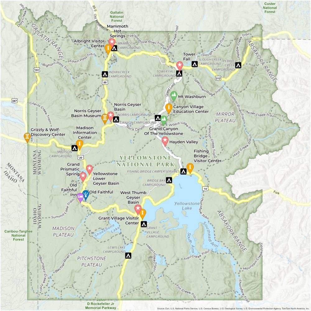 Yellowstone National Park Map GIS Geography   Yellowstone National Park Map 1000x1000 