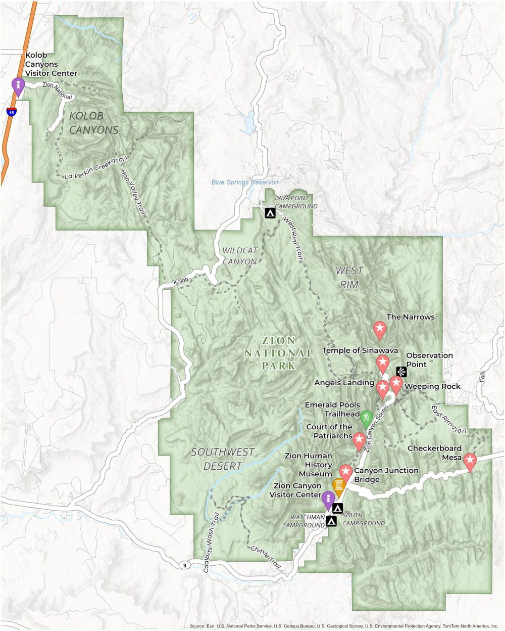Zion National Park Map