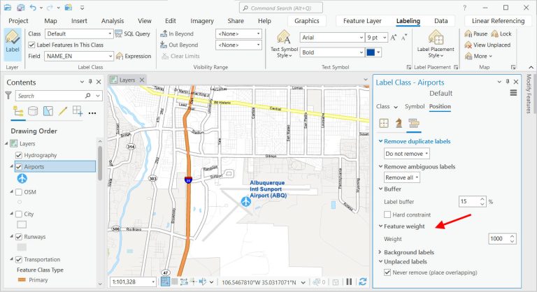 ArcGIS Pro Labeling Feature Weights