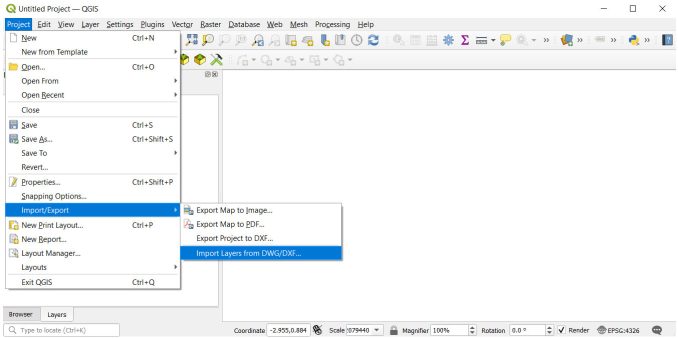 QGIS Import DWG and DXF