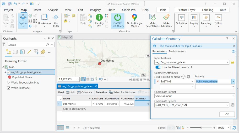 Easting and Northing Coordinates ArcGIS Pro