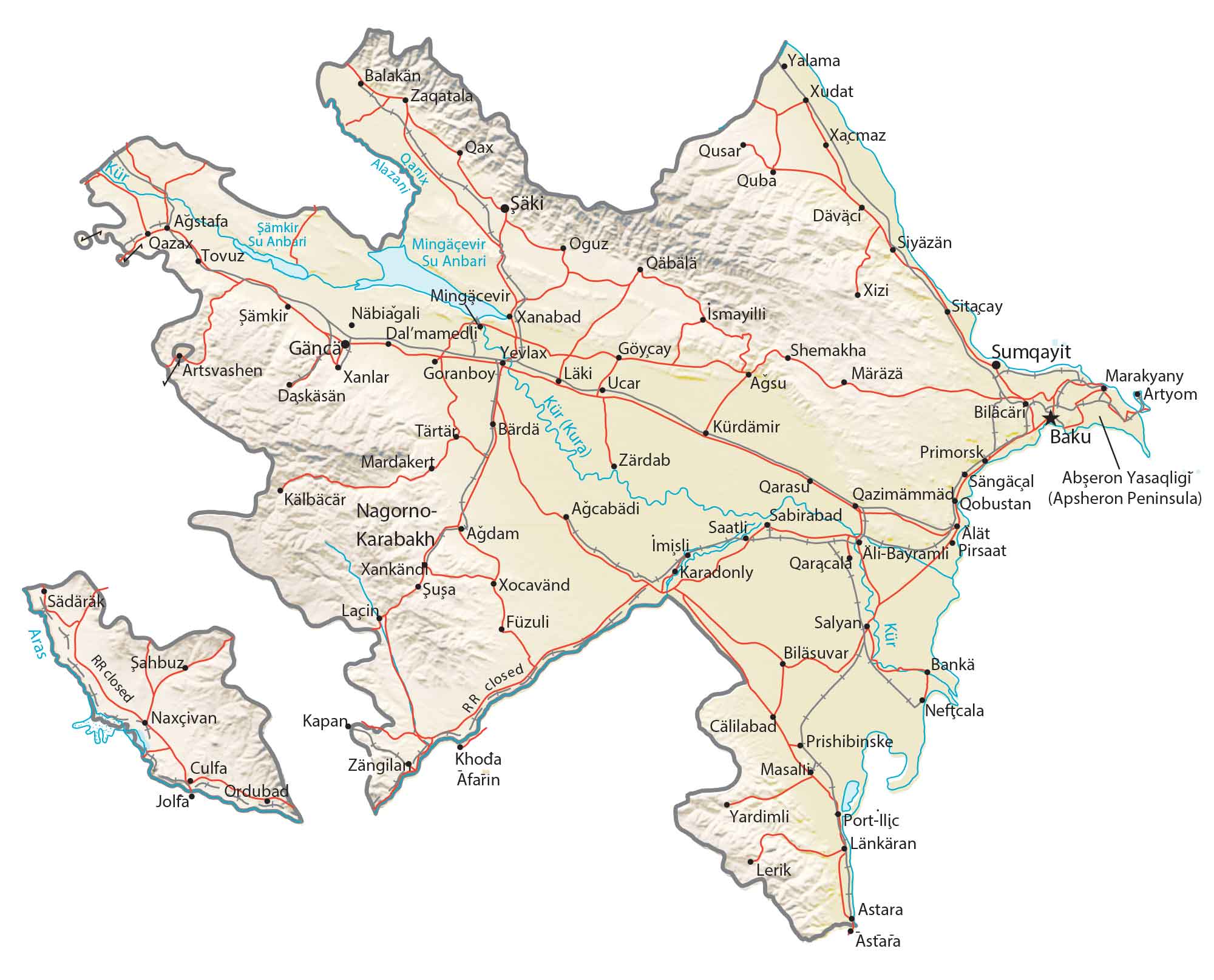 Azerbaijan Physical Map