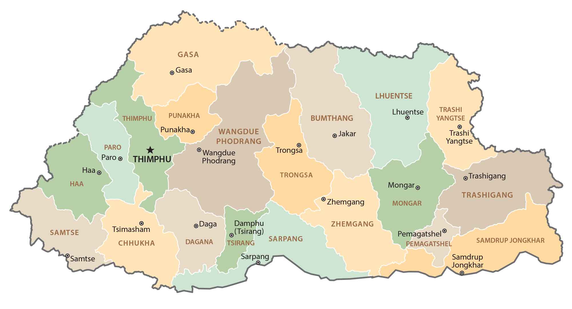 Bhutan Administrative Map