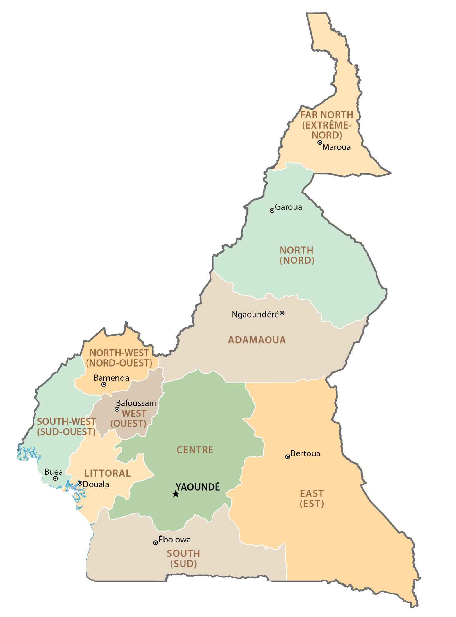 Cameroon Map Cities And Roads GIS Geography