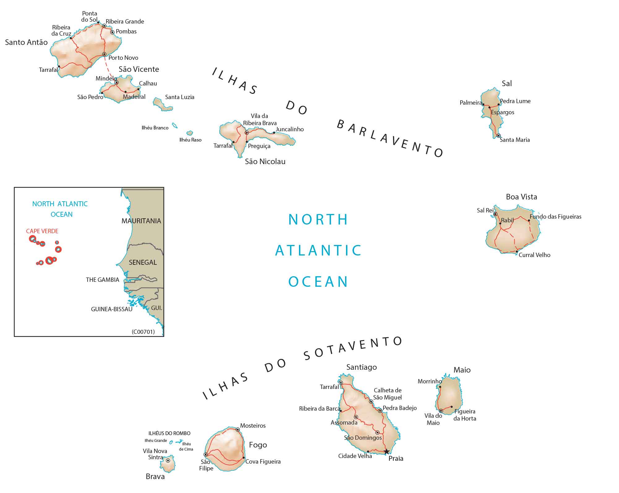 Cape Verde Physical Map