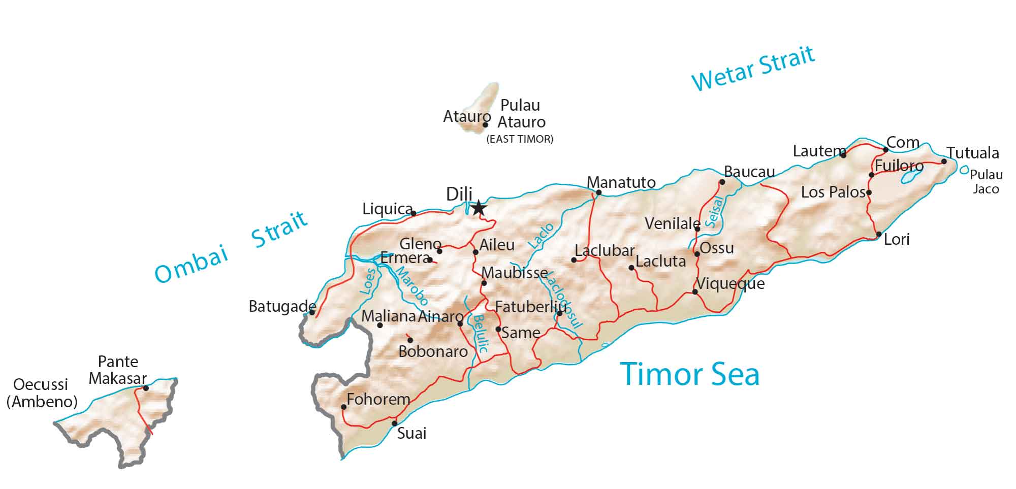 East Timor Physical Map
