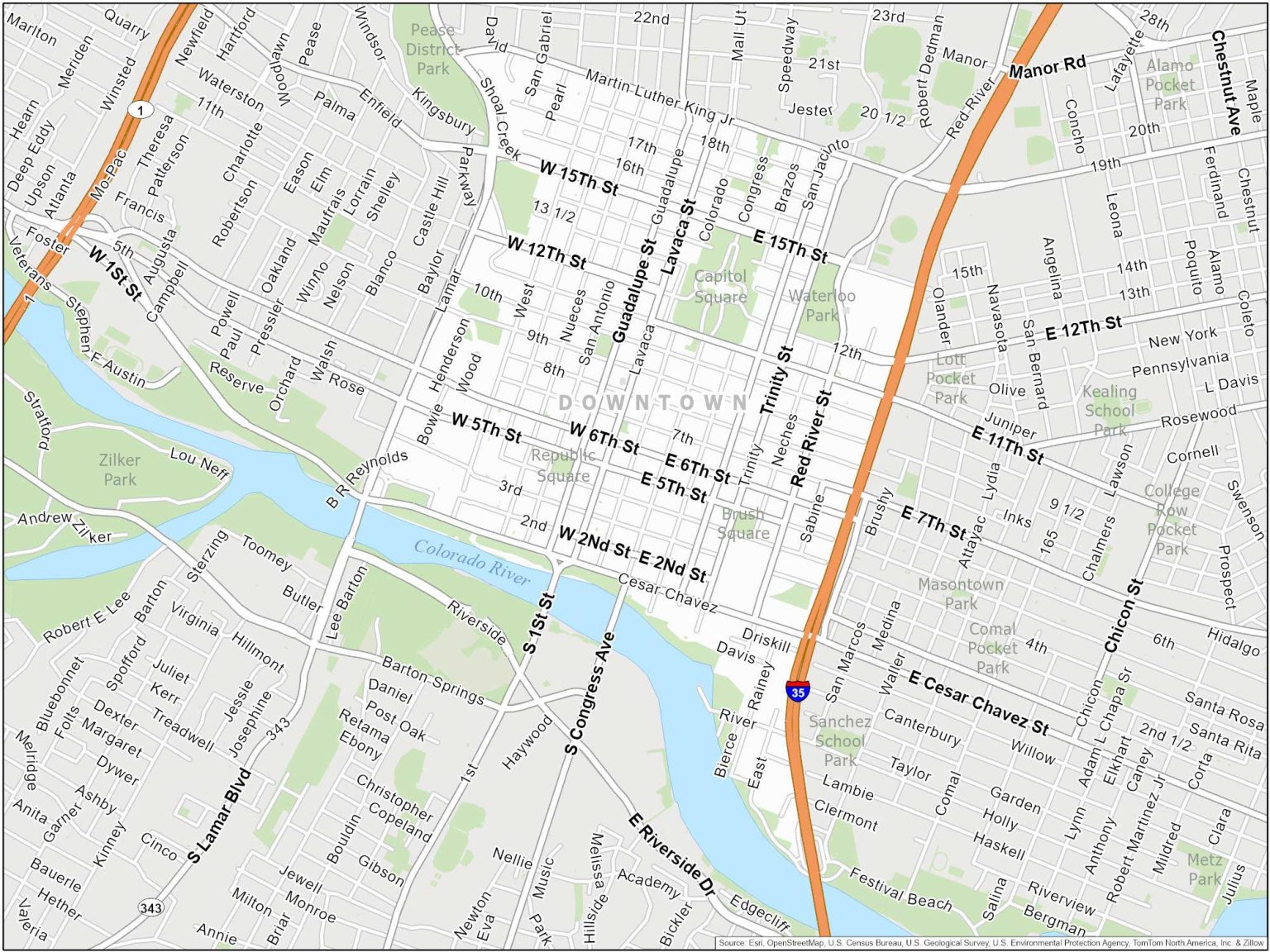 Austin Downtown Map