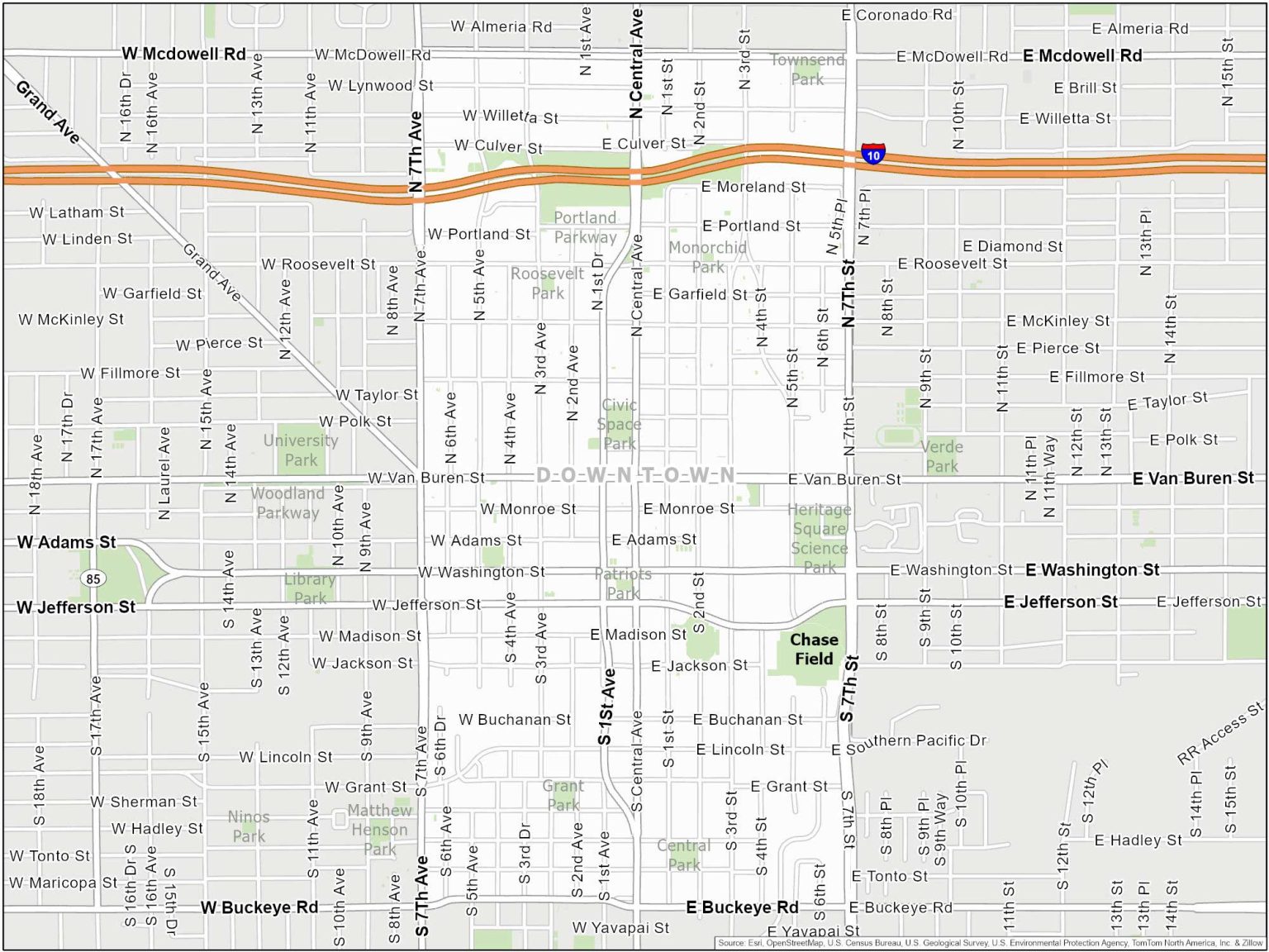 Phoenix Downtown Map