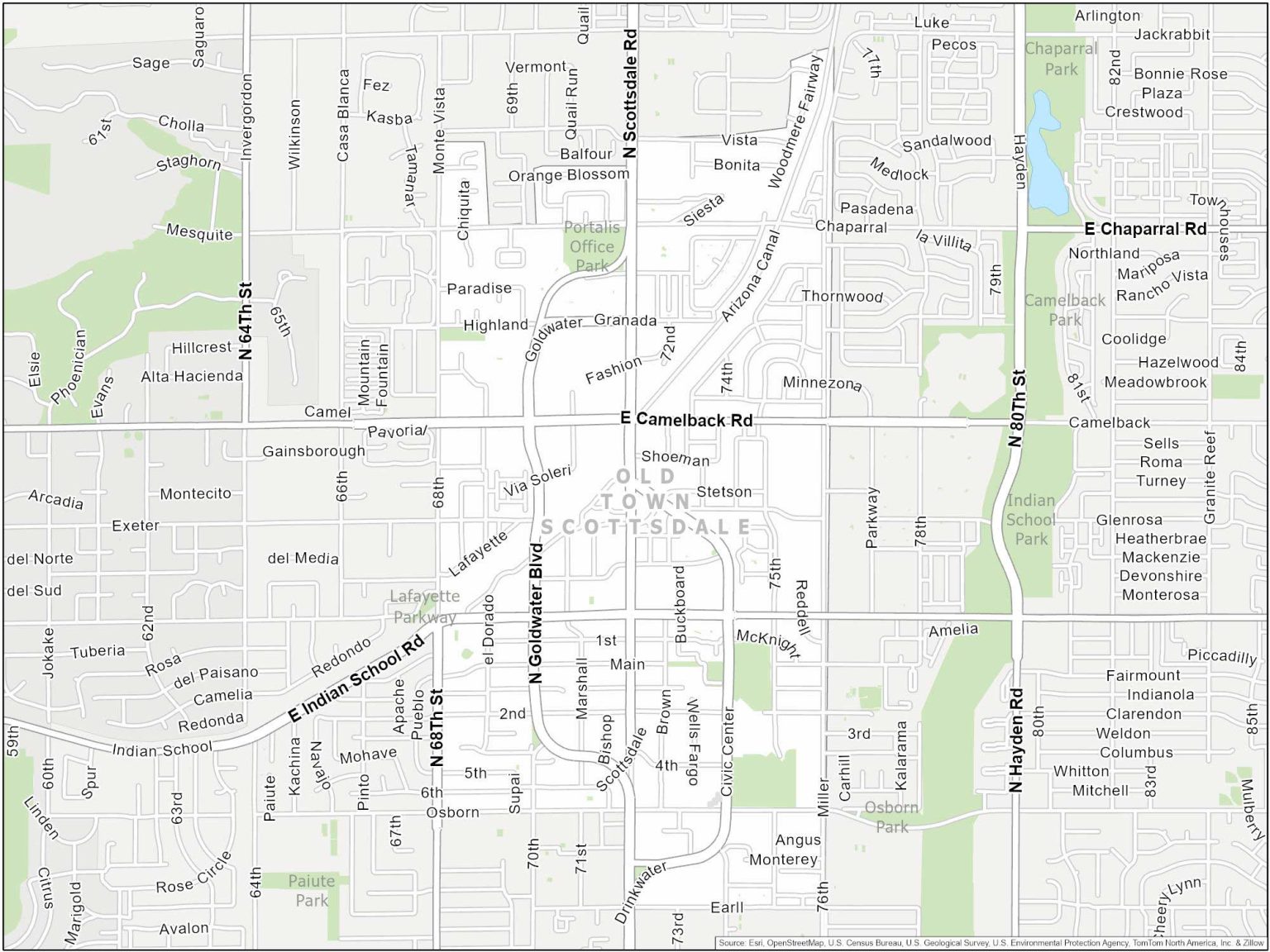 Phoenix Old Town Scottsdale Map