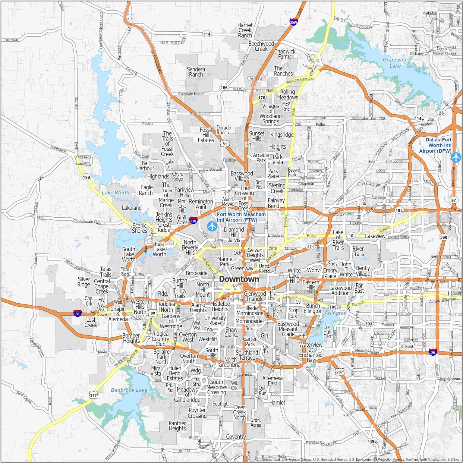 Fort Worth Neighborhood Map
